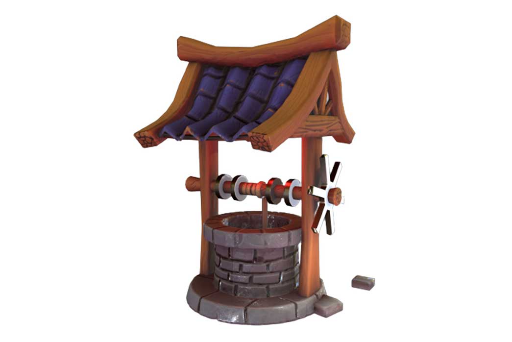 stylized well 3d model, well 3d model, 3d well,