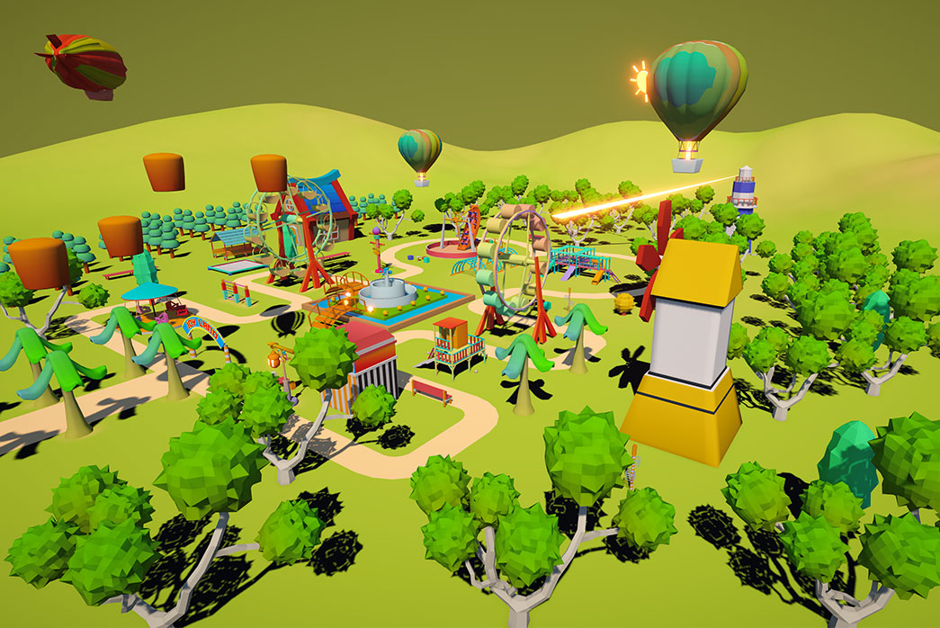 3d amusement park environment, 3d kids park, 3d play area,