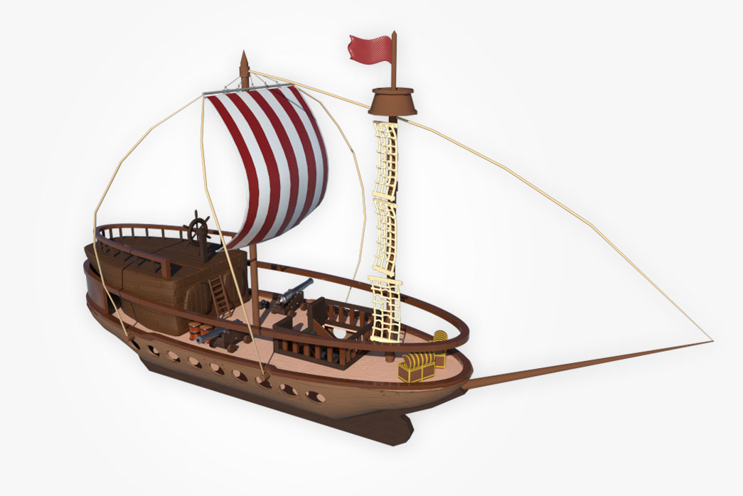 boat 3d model, pirate ship 3d model,