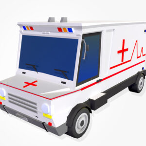 ambulance 3d model, cartoon ambulance 3d model, 3d ambulance,