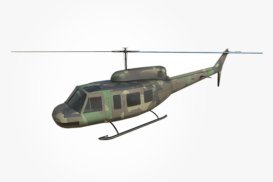 3D military helicopter, military helicopter 3d model, Bell UH-1 Iroquois helicopter,