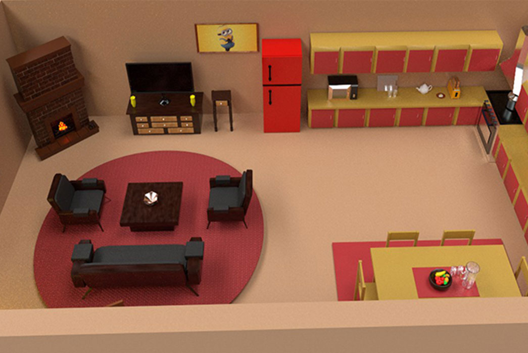 3d cartoon house interior, cartoon house, 3d cartoon house, cartoon house interior,