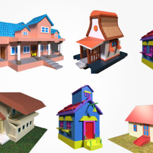 cartoon house 3d pack, 3d cartoon house, 3d house,