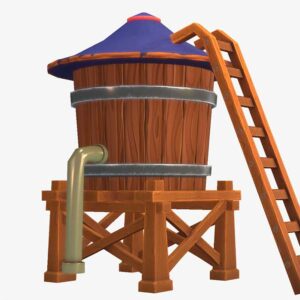 stylized water tank 3d model, water tank 3d model, 3d water tank,