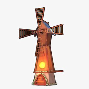 windmill 3d model, stylized windmill 3d model, low poly windmill 3d model,