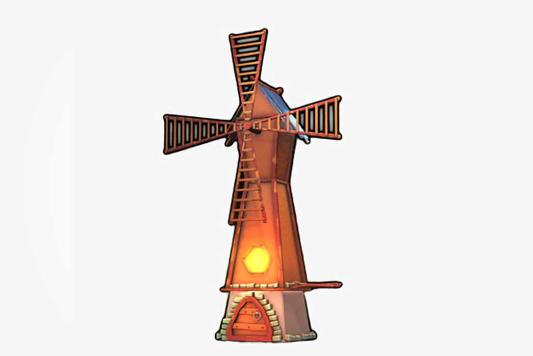 windmill 3d model, stylized windmill 3d model, low poly windmill 3d model,