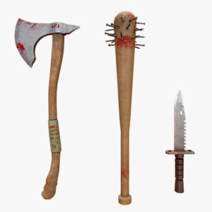 meele weapons pack, 3d meele weapons, 3d axe, 3d knife,