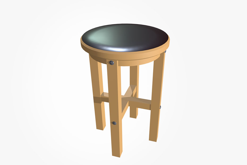 wooden stool 3d model, low poly stool, free low poly 3d model, free low poly wooden stool,