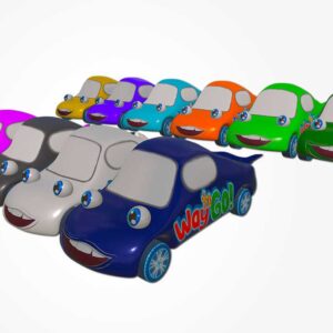 cartoon car 3d model, cartoonish car model, 3d cartoon car, cartoon car,