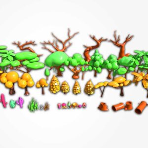 3d cartoon plants, cartoon plants 3d model, 3d model cartoon plants, Cartoon trees and plants collection